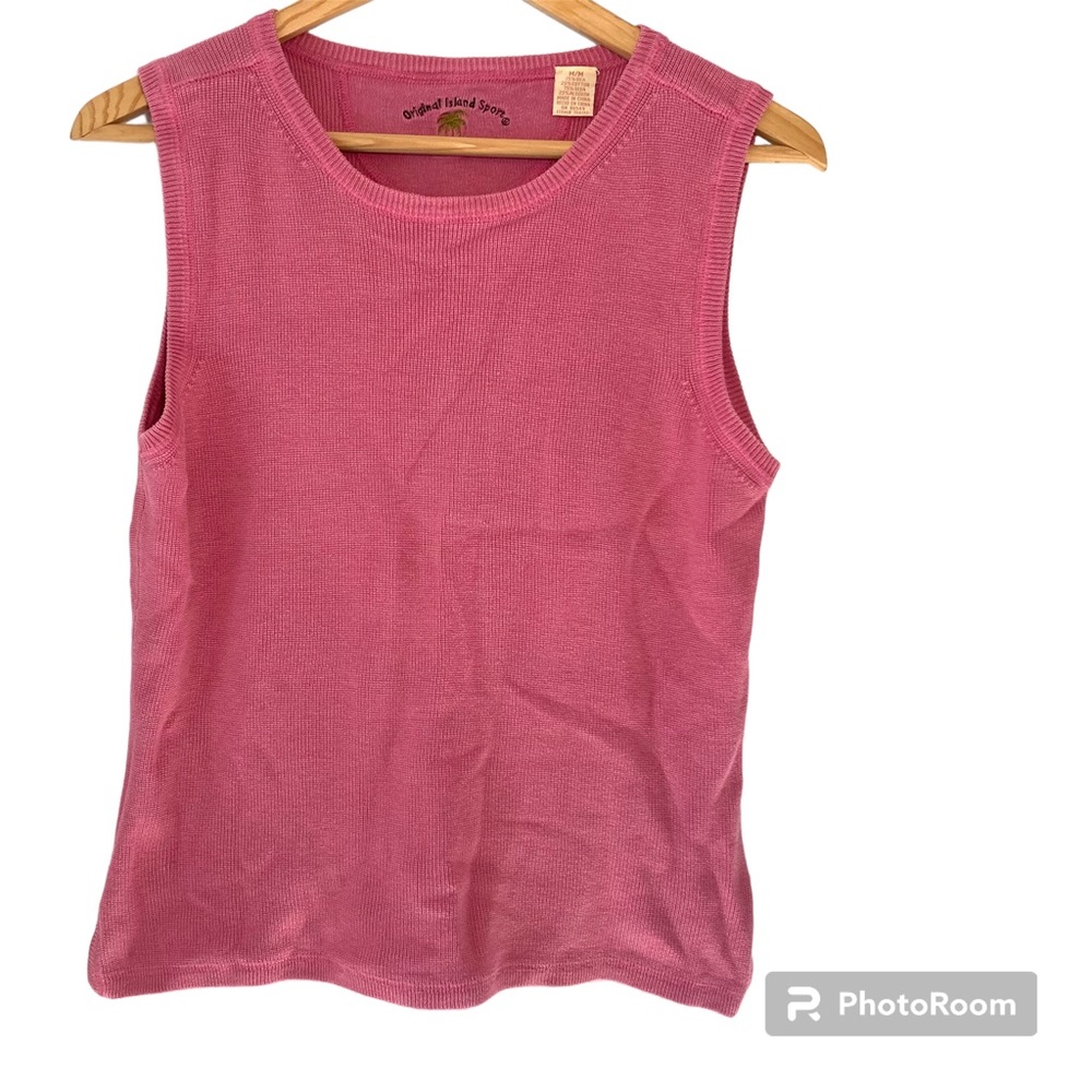 Vintage Original Island Sport Silk Cotton Blend Sweater Vest/Tank in Pink